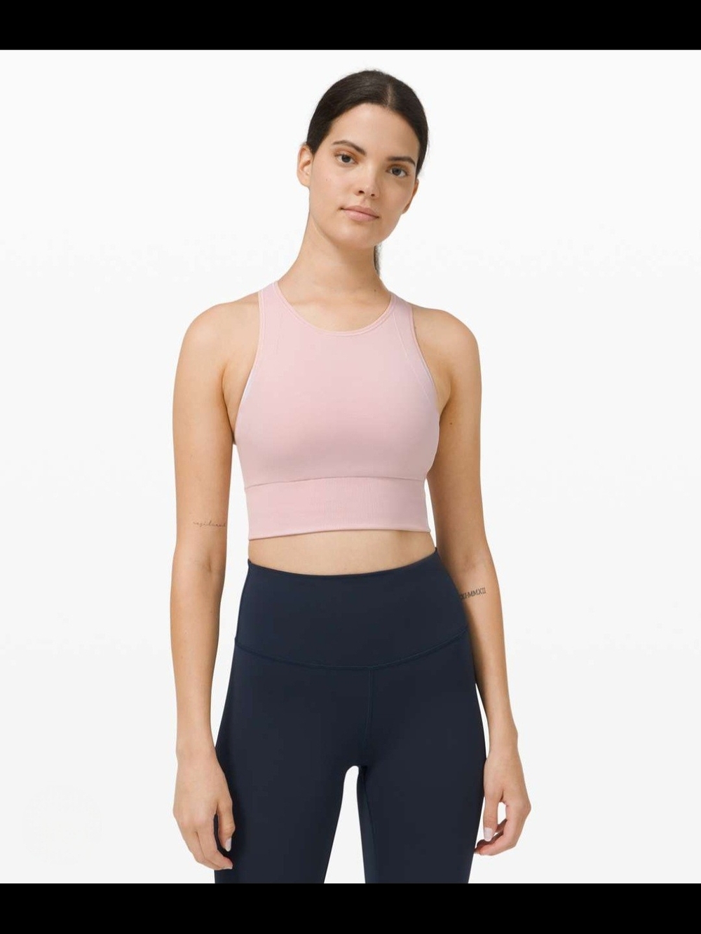 Women's High Neck Cropped Sports Bra - Blush Pink
